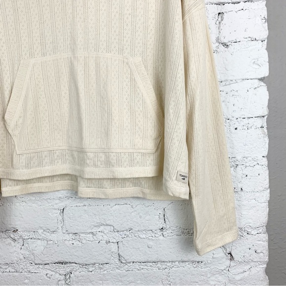 Toad & Co Cream Foothill Pointelle Lace Knit Hoodie Pullover Sweater Medium - Picture 5 of 10